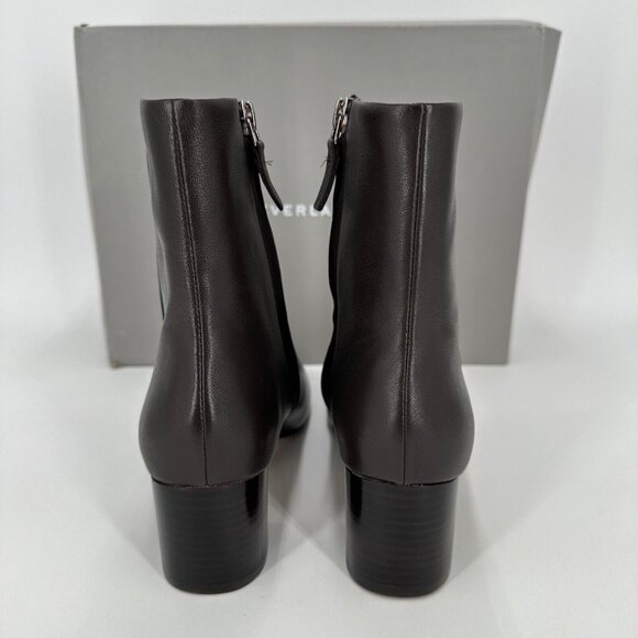 Everlane The Day Boot Dark Brown Leather size 9 Side Zip Ankle Bootie Square Toe - Picture 4 of 10